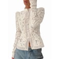 thumbnail image 2 of Women'S Dressy Casual Lace Blouse Long Sleeve Button Up Shirts Tops Spring Fall Fashion Clothes White M, 2 of 9