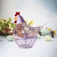 thumbnail image 4 of Hen on Nest Egg Basket, Chicken Shaped Wire Basket with Lid, Egg Collection Basket for Fresh Eggs, Fruits and Snacks, Rustic Egg Baskets for Home Farmhouse Kitchen Countertop Decor, Purple, 4 of 5
