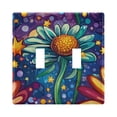 thumbnail image 2 of Haosy Light Switch Cover Plate 3 Gang Electrical Outlet Covers Cartoon Flower and Star Decorate Wall Plate 4.56”x4.48”, 2 of 8