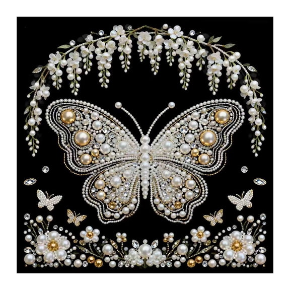 DIY Pearl Painting Kit with Frame Gemstone Pearl Diamond Dots Beads Canvas Art Craft for Adults Beginners Display for Tabletop and Wall Mounting Home Decor