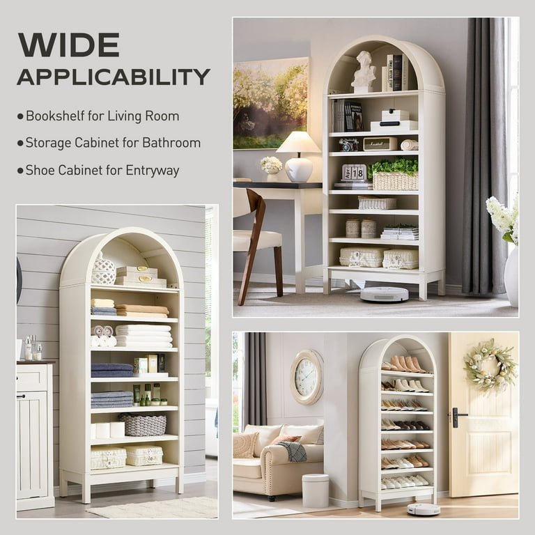 SinCiDo Tall Arched Bookshelf, 7-Tier Open Shelf photo 5
