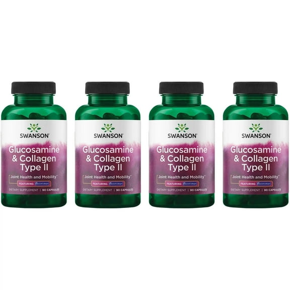 Swanson Glucosamine & Collagen Type II - Featuring BioCell Collagen 90 Capsules (4 Pack)