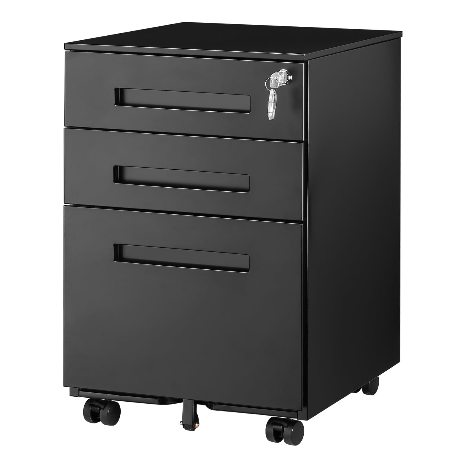 Rolling File Metal File with 3 Drawers and Lock