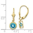thumbnail image 2 of 14K Yellow Gold Earring Drop & Dangle Women'S Swiss Blue Topaz Round 25 mm 7, 2 of 2