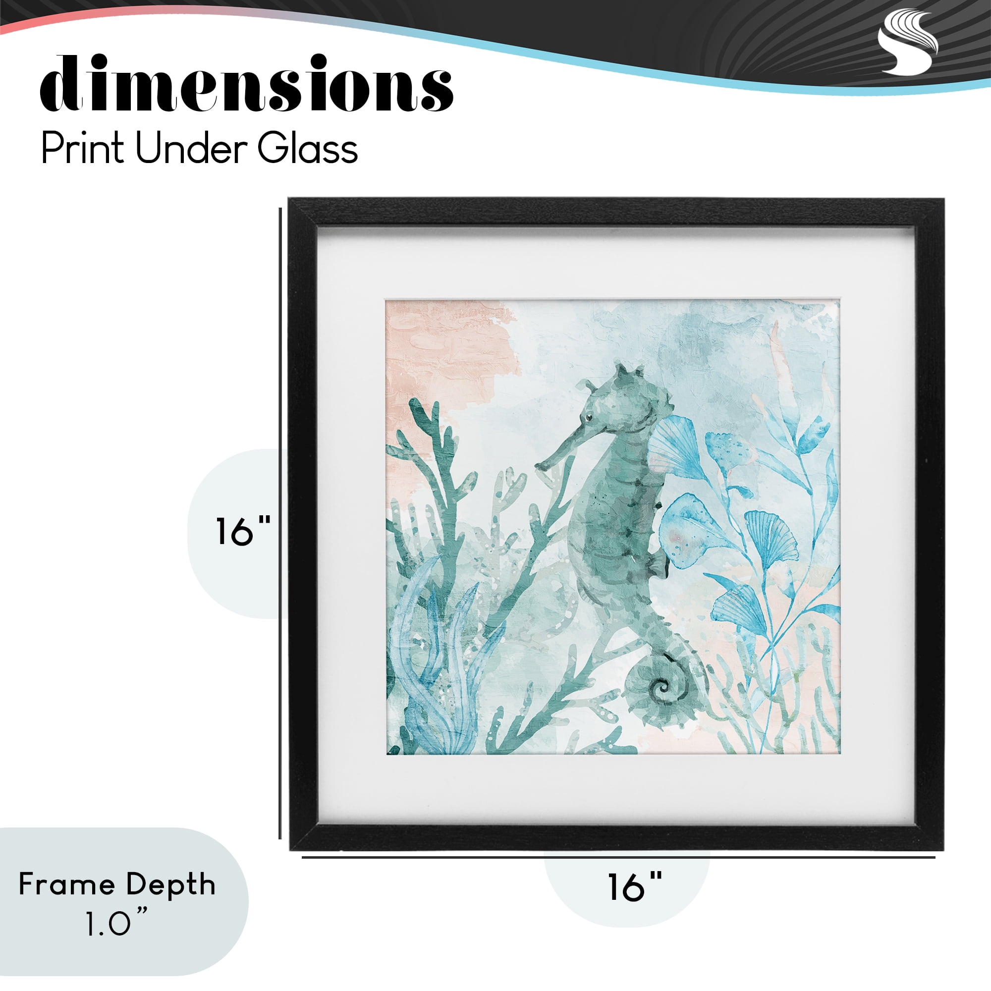 Stupell Industries Seahorse Sea Swim Black Framed Print Under Glass, design by Kim Allen