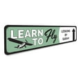 thumbnail image 3 of Learn to Fly Sign, Flying Lessons by Custom Pilot Name Sign, Airplane Decor, Aviation Aluminum Sign - 4x18 inches, 3 of 4