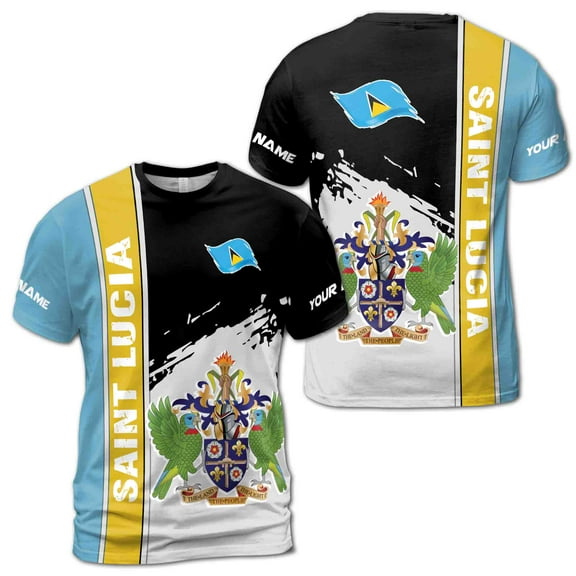 Custom Name The Land The People The Light Saint Lucia 3D T-shirt S-5XL