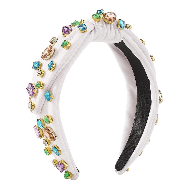 Knotted Jeweled Headband Rhinestone Knotted Blue Headbands 