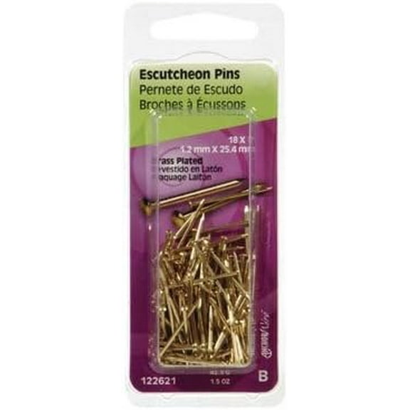 Hillman Escutcheon Pin 1 " Brass Plated Brass 18 Ga Viewpack 1.5 Oz