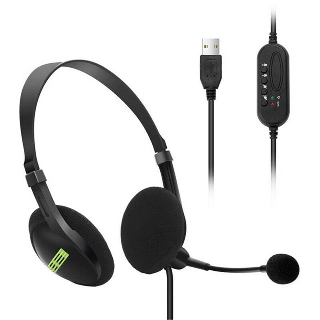 Seitruly Auricular USB Auricular con cable Control Auricular Computadora portátil Auricular con ruido Cables de audio/vídeo