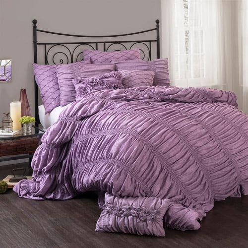 Madelynn 3Piece Bedding Comforter Set, Purple, Queen