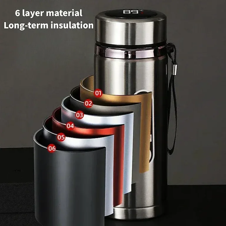 Thermos Sus304 Tea Water Bottle 500ML-1Liter Stainless Steel Vacuum Flask Portable Cups Bottle with LED Temperature Display
