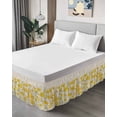 thumbnail image 4 of Minimalism Floral Bed Skirt Watercolor Chrysanthemum Flowers Linen Bed Skirts California King Size 16 Inch Drop, Wrap Around Dust Ruffle&nbsp;Bedskirt with Adjustable Elastic Belt for Queen Size Beds, 4 of 7