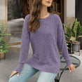 thumbnail image 7 of Tunic Sweaters for Women Long Sleeve Pullover Shirts Crewneck Loose Lightweight Casual Knit Tunic Tops Purple XXL, 7 of 7