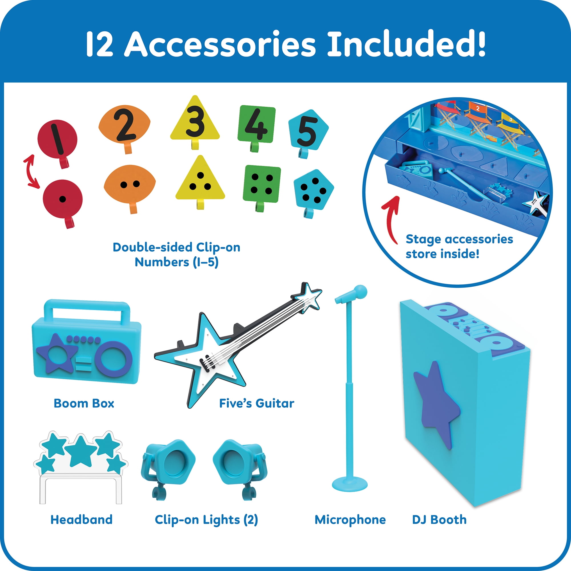 Numberblocks Five's Musical Superstar Stage Playset for Ages 3+, 15-Piece Educational Toy
