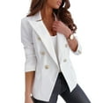 thumbnail image 5 of Women Suit Coat Lapel Long Sleeve Double Breasted Suit Jacket with Flap Pockets Solid Color Loose Fit Office Lady Outwear, 5 of 8