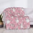 thumbnail image 3 of Yiaed Rabbit And Flower Print Blanket Throw Blanket Soft Cozy Flannel Blanket for Home Bed Sofa Couch Chair-60"x50", 3 of 6