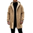 thumbnail image 2 of VALSEEL Fleece Hoodie Men Long-Style Plus Size Winter Men Hoodies Zip Up with Pocket Long Sleeve Warm Hooded Jacket Coat for Men Khaki L, 2 of 6