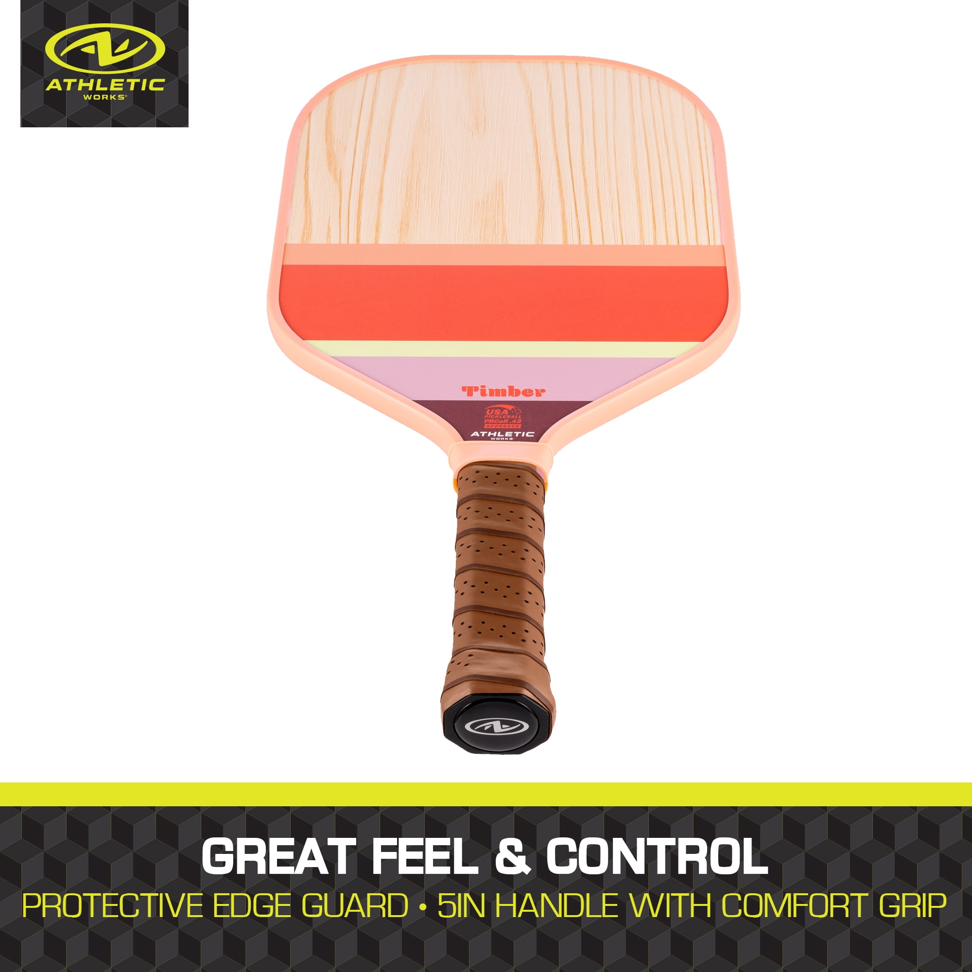 Athletic Works Timber Wooden Pickleball Paddle, Orange