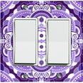 thumbnail image 1 of Metal Light Switch Plate Cover Mandala Purple White Floral Tile Pattern MDL085, 1 of 13