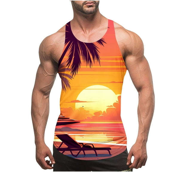 Tank Tops For Men Mens Breathable Tank Tops Novelty 3D Graphic Gym Workout Sleeveless T-Shirt Tees Men Tank Tops Pack Soft