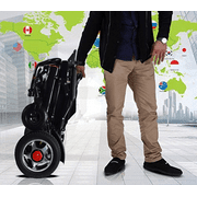 Fold & Travel Lightweight Foldable Electric Wheelchair Power Wheel chair Aviation Travel Safe Mobility Scooter Wheelchair Heavy Duty Wide Seat