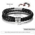 thumbnail image 6 of Personalized Mens Braided Genuine Leather Bracelet Stainless Steel Custom Beads Name Charm Bracelet For Men With Family Names, 6 of 10
