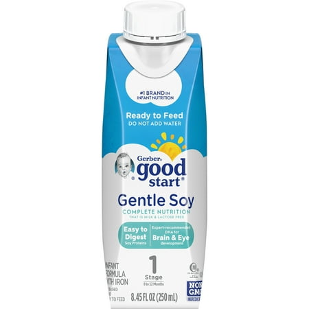 (Pack of 4) Gerber Good Start Soy Non-GMO Ready to Feed Liquid Infant Formula, Stage 1, 33.8 Fl Oz, 4 Count