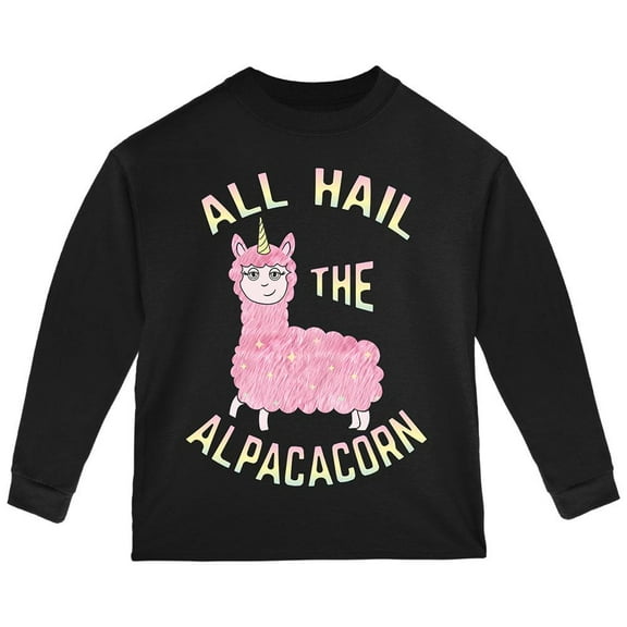 All Hail the Alpacacorn Toddler Long Sleeve T Shirt Black 2T