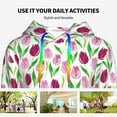 thumbnail image 4 of Haiem Tulips Flowers for Women's Fashion Hoodies & Sweatshirts with Kangaroo Pocket,Hooded Sweatshirt with Eye-catching Drawstrings-Medium, 4 of 7