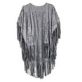thumbnail image 3 of WREESH Women's Suede Cloak Shawl With Hollow Fringe, Solid Color Winter Warm Scarf Gray, 3 of 4