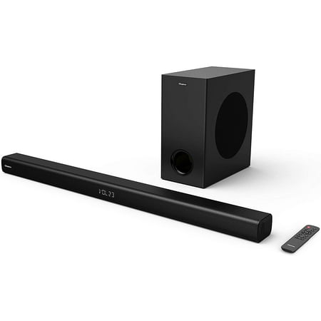 UPC: 0888143011509 | Hisense HS212F 2.1 Channel Sound Bar with Wireless Subwoofer  120W  Dolby Audio  Pure Surround  Ezplay Support  Roku TV Ready  Bluetooth  HDMI ARC/Optical/AUX/USB (Model HS212F) Black