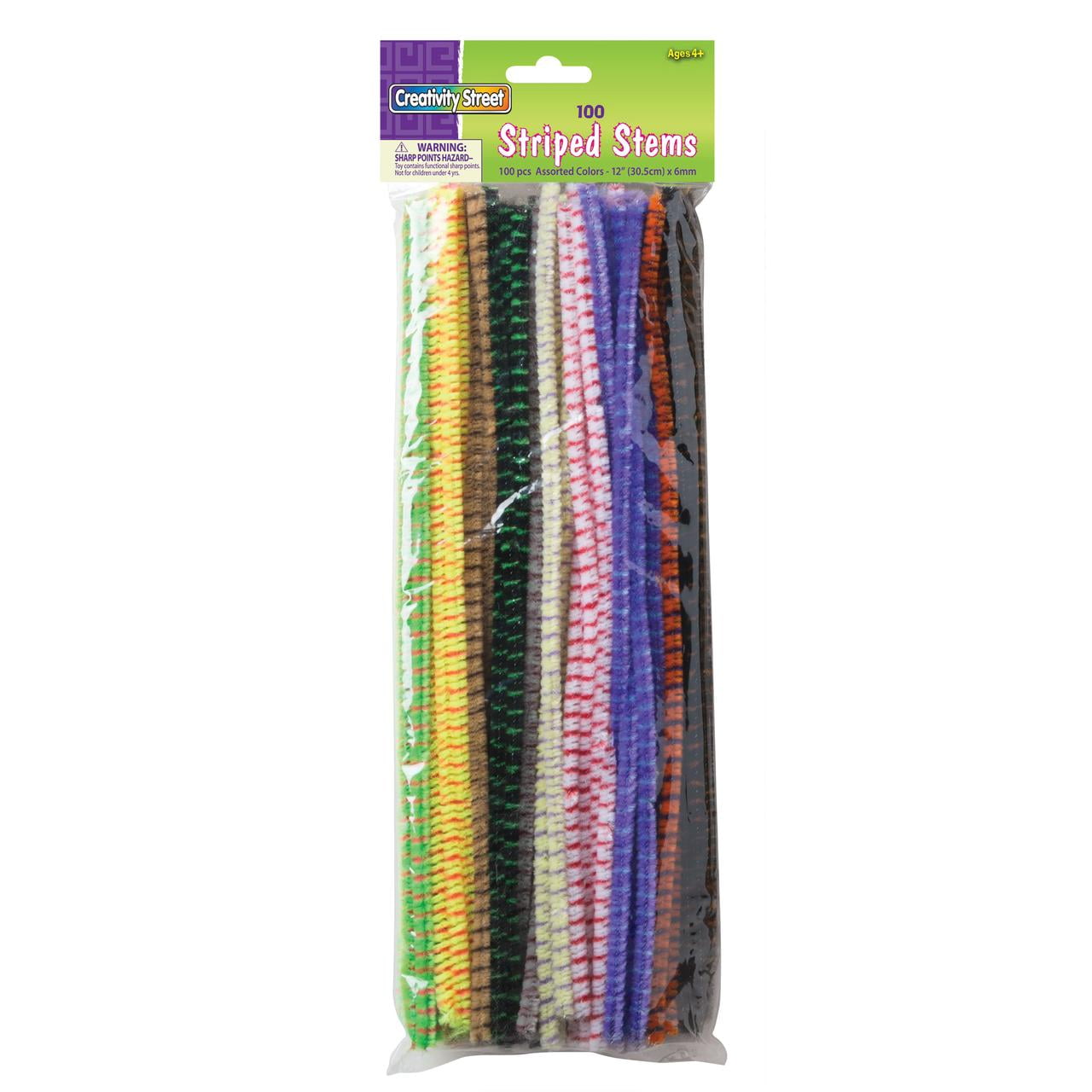 Black Creativity Street Chenille Stems/Pipe Cleaners 12 Inch x 6mm 100-Piece 