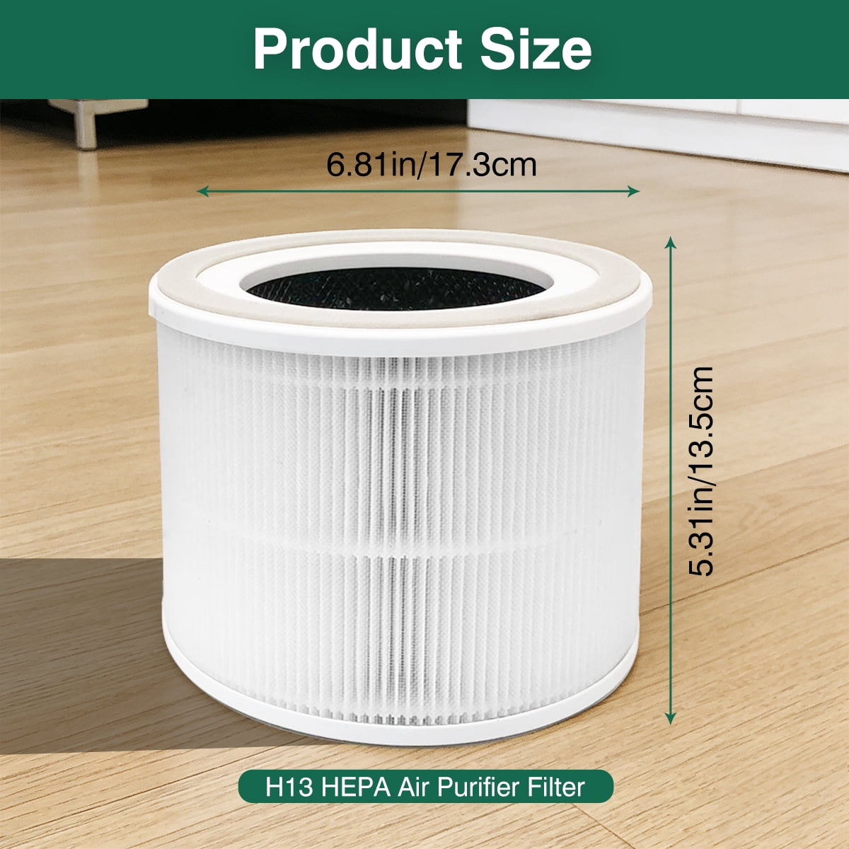 2 Pack H13 HEPA Replacement Filters | Compatible with Dreo Air Purifier DR-HAP004, 3-Layer High Efficiency Pollen & Fur Removal, Odor Filtration