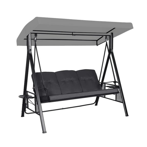 Garden Winds Replacement Canopy Top Cover Compatible with The Veikous 3 Seat Swing - RipLock 350 - Slate Gray