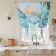 thumbnail image 3 of Turquoise Marble Tie Up Curtain Valance for Window,Adjustable Rod Pocket Window Curtains Shades,Farmhouse Abstract Ombre Texture Light Filtering Valance Drapes for Kitchen Living Room Bedroom 42"x63", 3 of 8