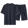 thumbnail image 3 of Men's 2 Piece Outfits Set Summer Comfy Crewneck Oversized Short Sleeve Shirts Shorts Casual Clothing Navy 3XL, 3 of 3