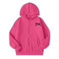 thumbnail image 7 of Girls Full Zip Hoodie Long Sleeve Sweatshirt Jackets Solid Color,Zip Up Sweatshirt Jacket,Bow Tie Print,Girls Hoodies,Casual,School,Loose,for Kids Aged 5-14 Years, 7 of 7
