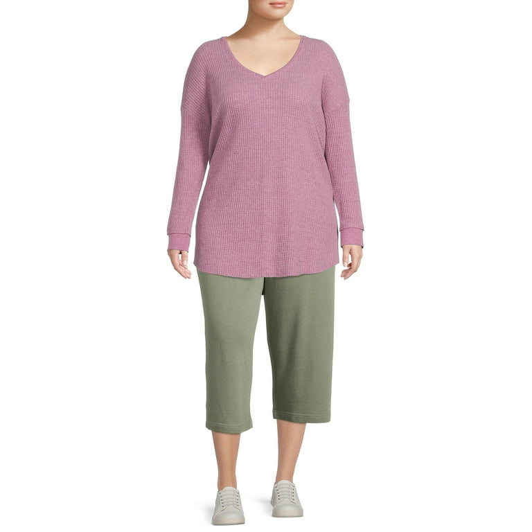 Terra & Sky Women's Plus Size Pull-On Knit Capris 