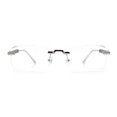 thumbnail image 3 of Mens Hustler Rimless Narrow Rectangle Metal Rim Fashion Eyeglasses Silver Black, 3 of 8