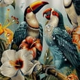 thumbnail image 5 of Orinice Toucan shower curtain set, tropical plants, flowers, birds, watercolors, palms, banana leaves, flowers, exotic&nbsp; 60x72, 5 of 7