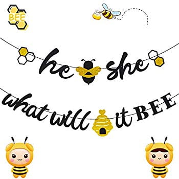 What Will It Bee Banner Spring Gender Reveal Party Decorations Bee Themed Gender Reveal Banner Glitter What Will Baby Bee Bunting Sign Banners Signs Party Decor