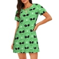 thumbnail image 1 of Balery alien cartoons Camisón de manga corta con cuello redondo para mujer, cómodo y elegante., 1 of 6