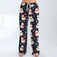 thumbnail image 6 of Women's Fashion Loose Casual Christmas Snowman Print Pants with Drawstring Elastic Waist, Comfortable Sleepwear and Loungewear Trousers for Home,Light Blue,S, 6 of 7