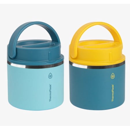 ThermoFlask 20oz Insulated Food Jar, 2-pack Blue - Yellow , New in Box