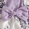 thumbnail image 6 of mgoYE Newborn Baby Girl Summer Clothes Short Sleeve Bubble Romper Bow Shorts Jumpsuit Infant Outfit 0 3 6 9 12 18 Months(Purple,0-3 Months), 6 of 9