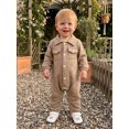 thumbnail image 5 of RUINIXCW Infant Baby Boy Spring Fall Clothes 1 3 6 9 12 18 Months Textured Romper One Piece Outfit Long Sleeve Button Down Collar Jumpsuit with Chest Pockets, 5 of 9