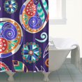 thumbnail image 4 of Colorful Bohemian Floral Curtain 72x72 Inches, Quick-Dry Polyester with Hooks, Vintage Paisley Artistic Design for Bathrooms, 4 of 5