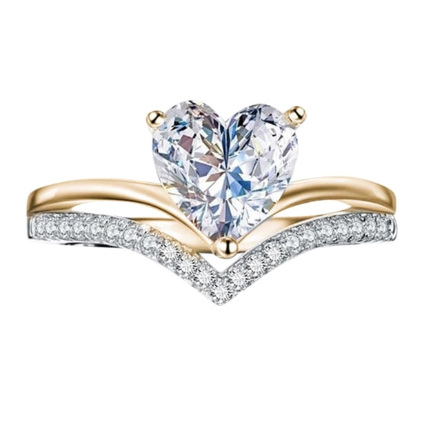 En forma de gran anillo de diamantes de imitación del anillo de diamantes de imitación elegante geometría anillos completos para las mujeres Tamaño 5 11