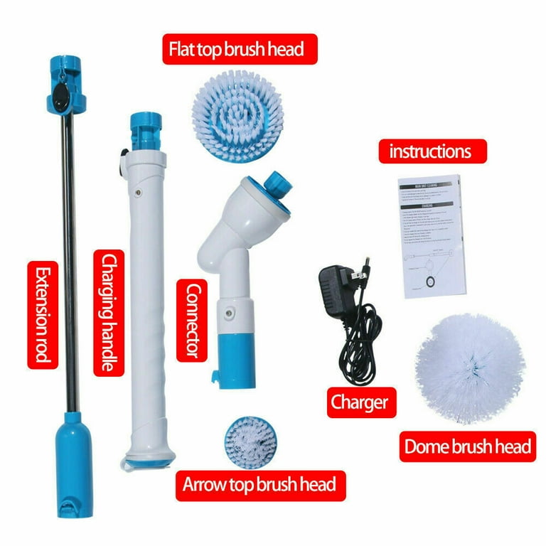 HOOFUN Electric Spin Scrubber, Cordless Rotary Bath Cleaning Brush, Power  Scrubber with Long Handle & 8 Replaceable Heads, Adjustable Extension  Handle, Detachable as Short Handle 